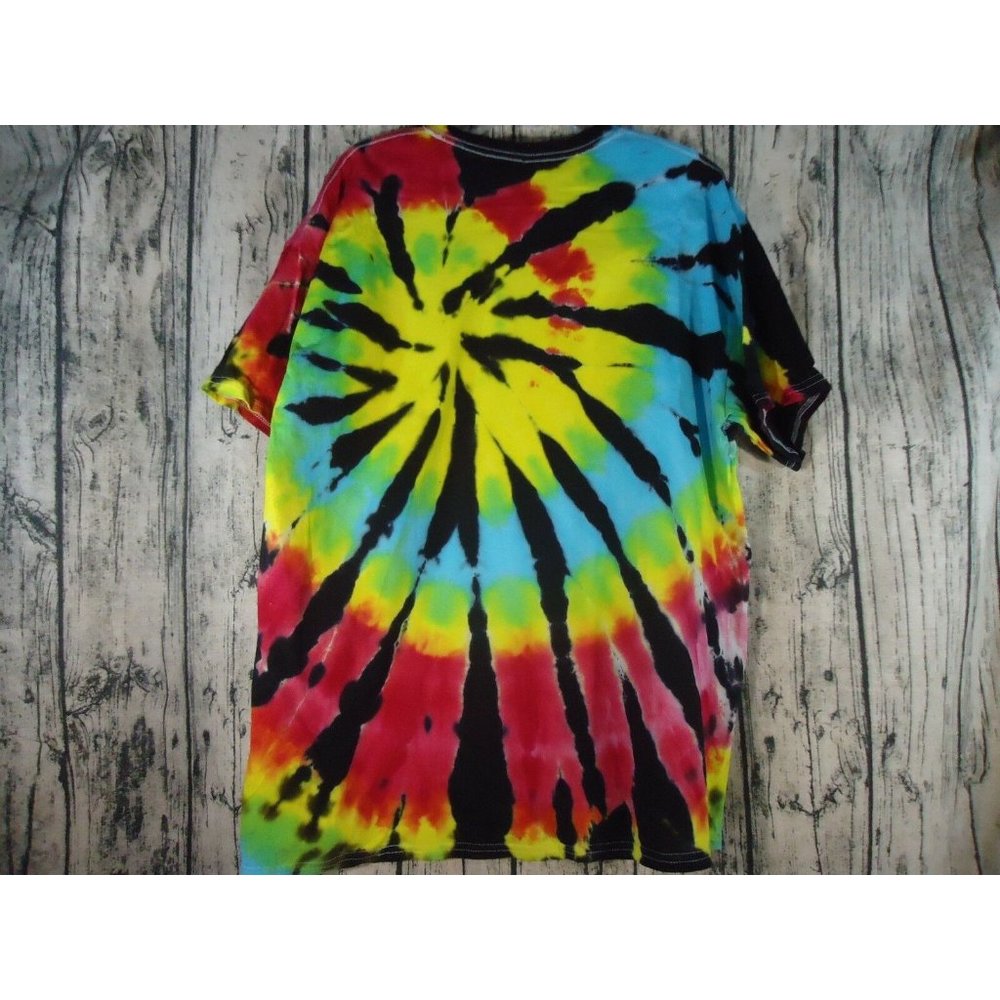 Tie Dye Handmade OOAK Unisex Short Sleeve Top Tee Shirt Ember Spiral Red XL - Picture 2 of 2